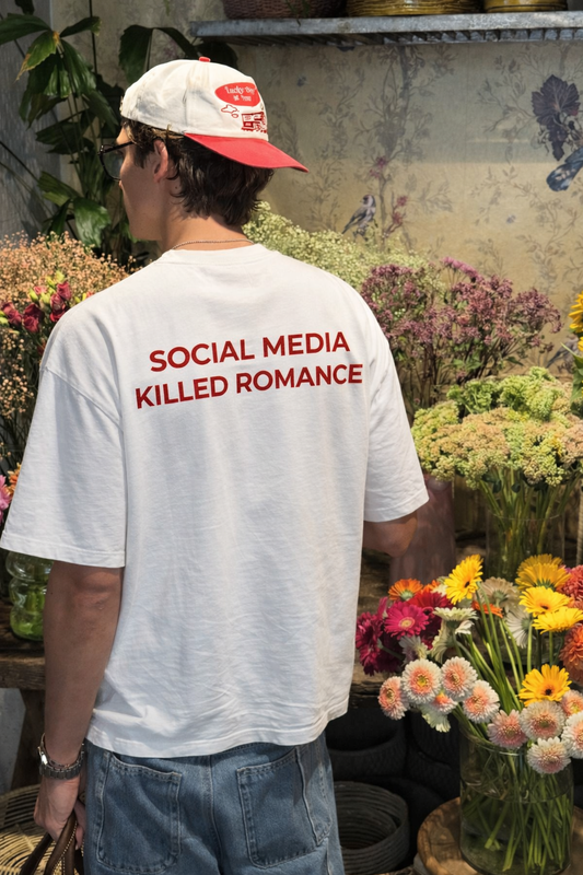 Heavy Oversized Tee - Social Media Killed Romance