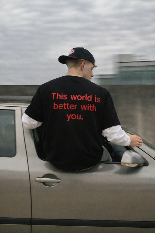 Heavy Oversized Tee - This World Is Better With You